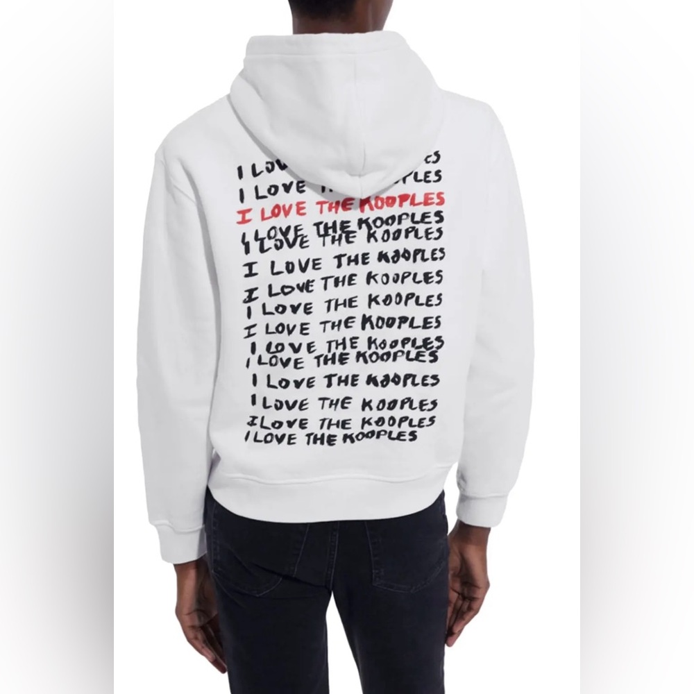 NWT The Kooples White Graphic Logo Hoodie I Love The Kooples – Size XL